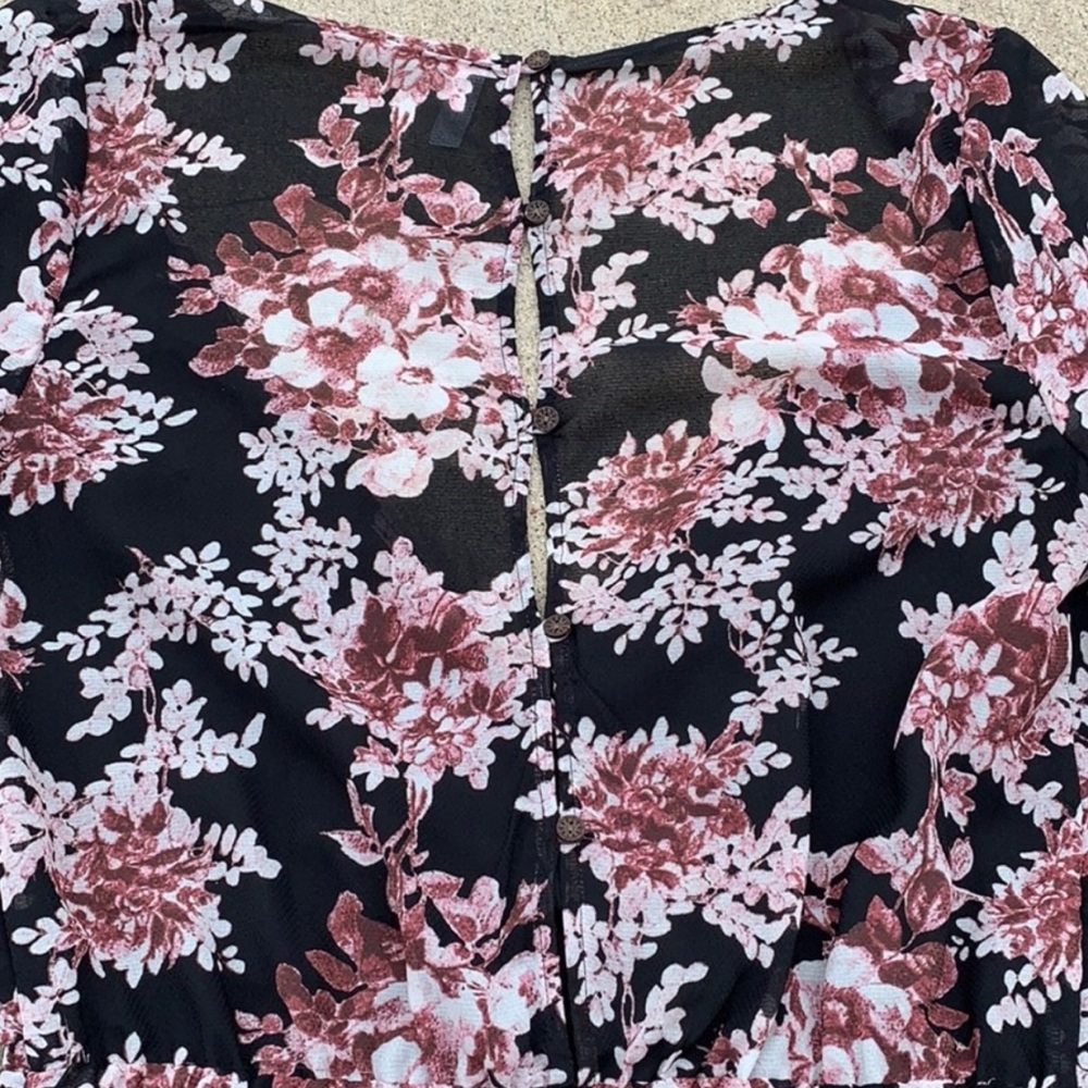 Free People long sleeve flowered romper - Picture 3 of 5